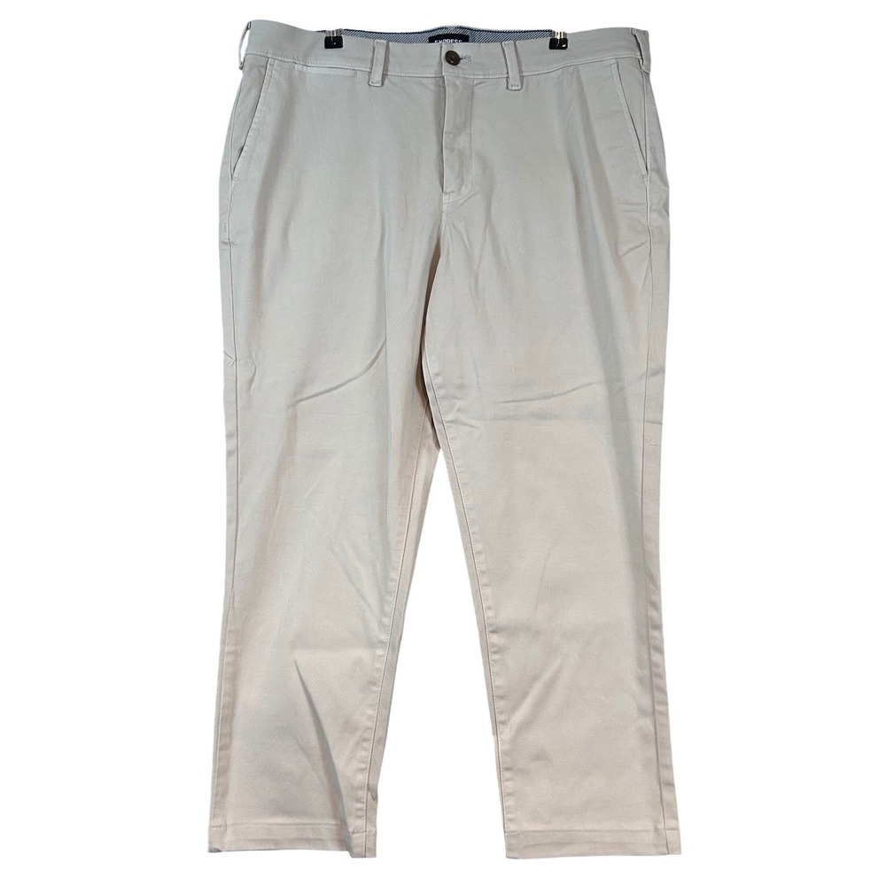 Express Mens Stretch+ Garment Dyed Skinny Chino Pants Khaki Tan 36 x 34 (Hemmed)